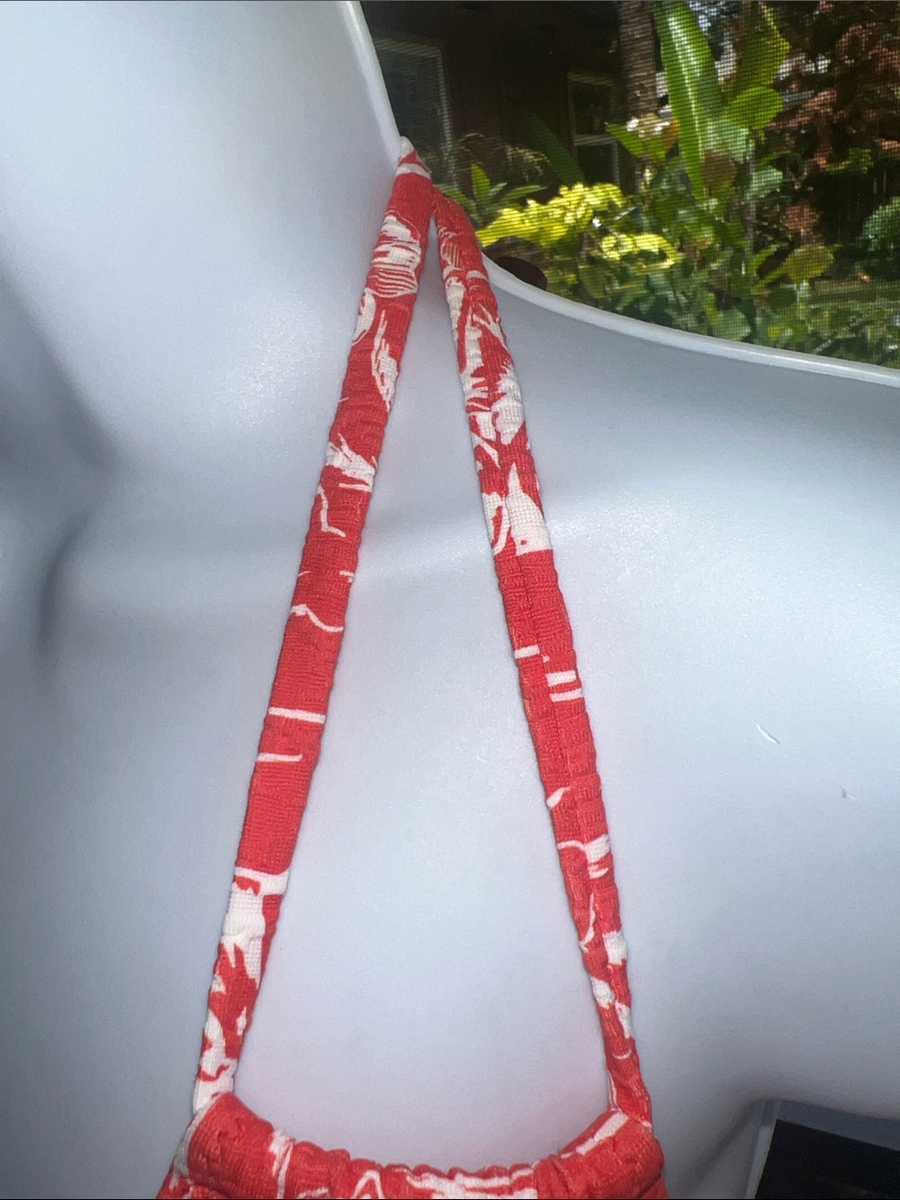 Roxy Vacay Vibes Double Strap Tiki Triangle Bikini Top Red/Orange & White Size L - Picture 6 of 14